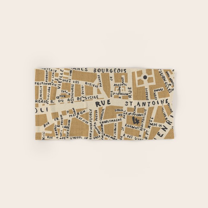 PARIS MAP RUSTIC Bath Towel Gallery Image 1
