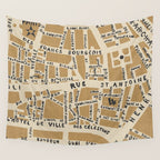 PARIS MAP RUSTIC Wall Tapestry Gallery Image 4