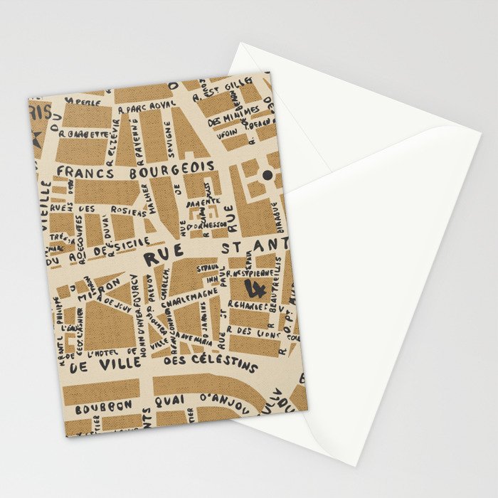 PARIS MAP RUSTIC Stationery Card Gallery Image 2
