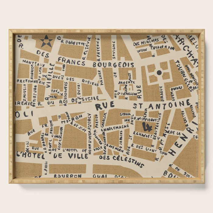 PARIS MAP RUSTIC Serving Tray Gallery Image 1
