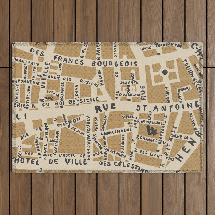 PARIS MAP RUSTIC Outdoor Rug Gallery Image 1
