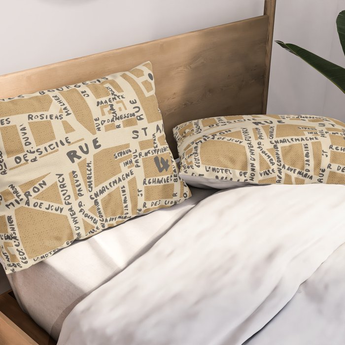 PARIS MAP RUSTIC Pillow Sham Gallery Image 2