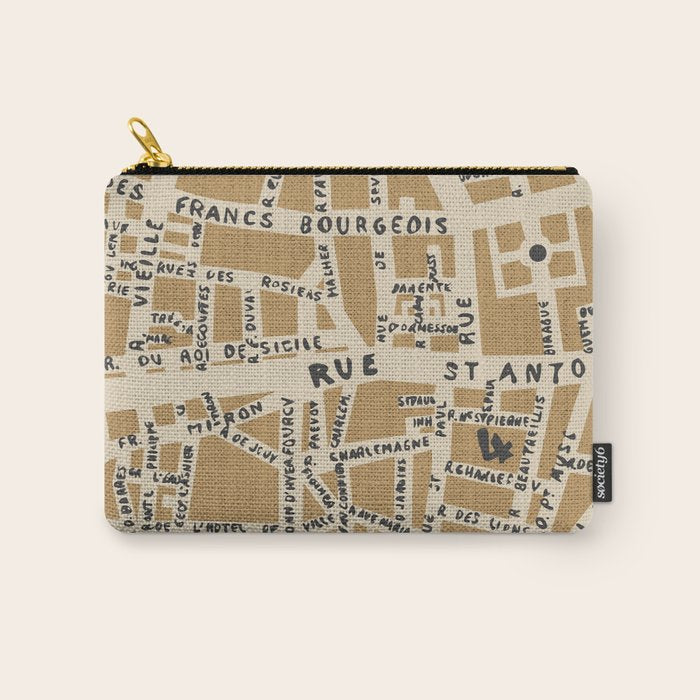 PARIS MAP RUSTIC Carry All Pouch Gallery Image 1
