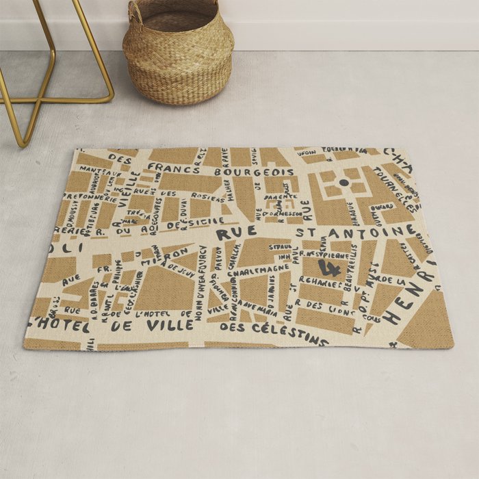 PARIS MAP RUSTIC Rug Gallery Image 1