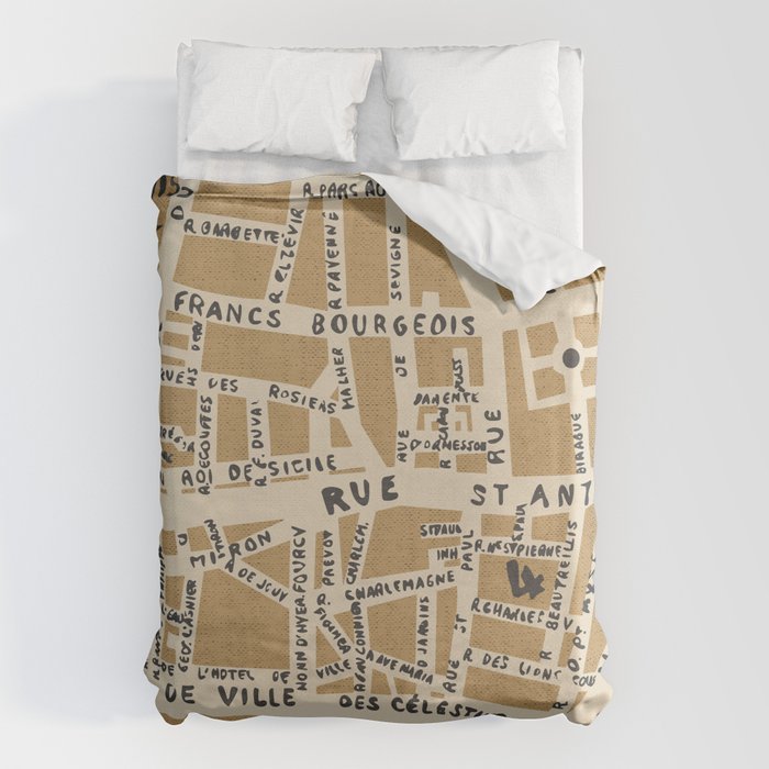 PARIS MAP RUSTIC Duvet Cover Gallery Image 6
