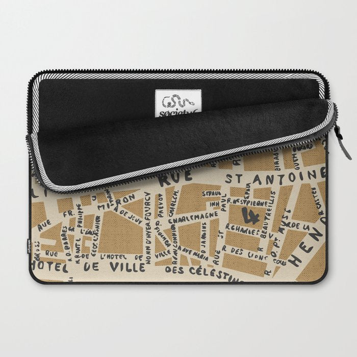 PARIS MAP RUSTIC Laptop Sleeve Gallery Image 2