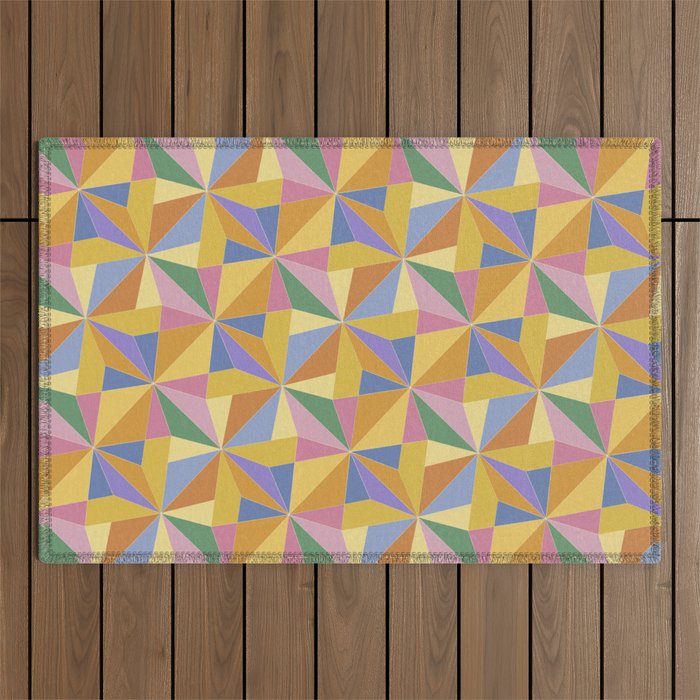 Kaleidoscope Tile Pattern IX Bright Colorful Summer Outdoor Rug Gallery Image 1