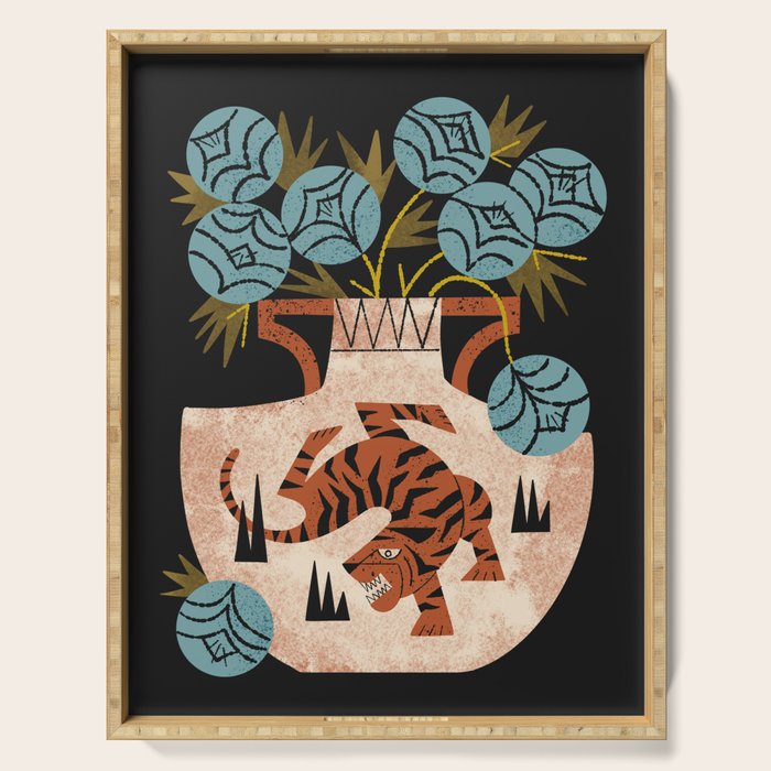 Tiger Vase Bouquet Serving Tray Gallery Image 1