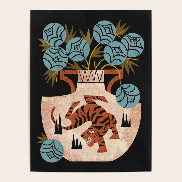 Tiger Vase Bouquet Poster Gallery Image 1