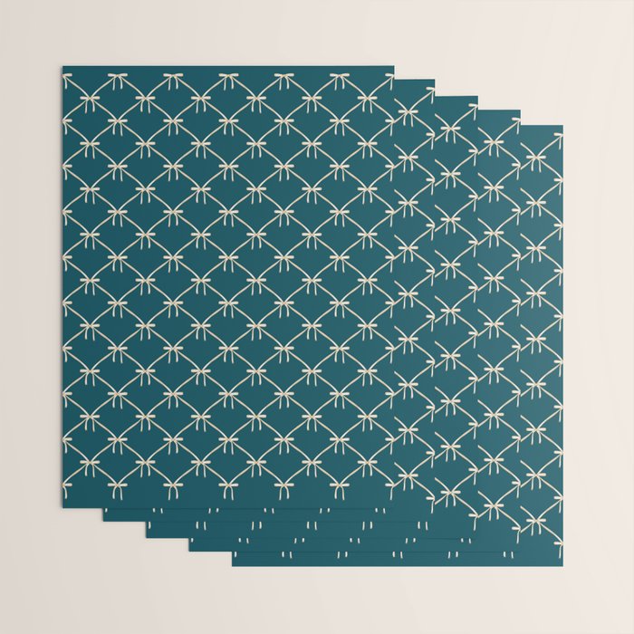Bows & Ribbons Pattern XXIX Dark Teal Wrapping Paper Gallery Image 3