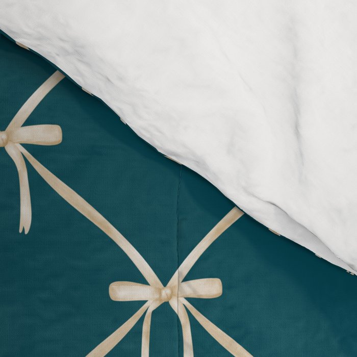 Bows & Ribbons Pattern XXIX Dark Teal Comforter Gallery Image 4