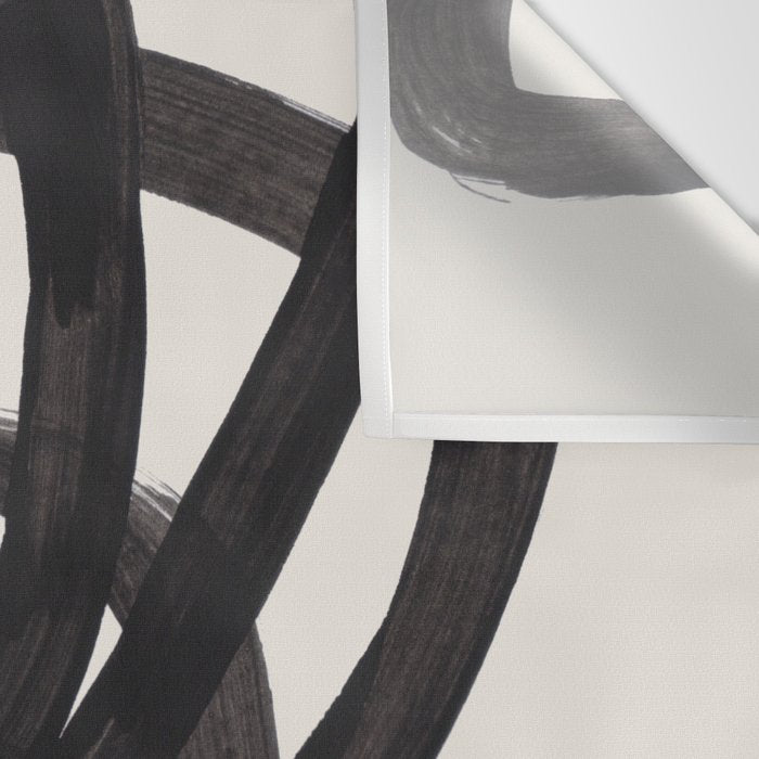 Mid Century Modern Minimalist Abstract Art Brush Strokes Black & White Ink Art Spiral Circles Wall Tapestry Gallery Image 3