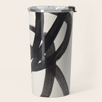 Mid Century Modern Minimalist Abstract Art Brush Strokes Black & White Ink Art Spiral Circles Travel Mug Gallery Image 2