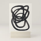 Mid Century Modern Minimalist Abstract Art Brush Strokes Black & White Ink Art Spiral Circles Mini Art Print Gallery Image 5