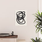Mid Century Modern Minimalist Abstract Art Brush Strokes Black & White Ink Art Spiral Circles Poster Gallery Image 2