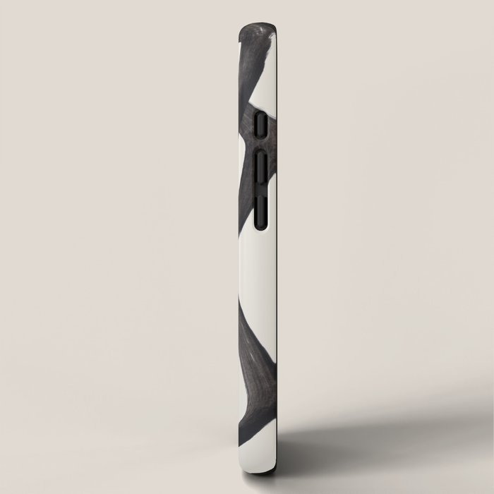 Mid Century Modern Minimalist Abstract Art Brush Strokes Black & White Ink Art Spiral Circles iPhone Case Gallery Image 2