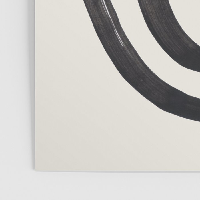 Mid Century Modern Minimalist Abstract Art Brush Strokes Black & White Ink Art Spiral Circles Poster Gallery Image 3