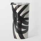 Mid Century Modern Minimalist Abstract Art Brush Strokes Black & White Ink Art Spiral Circles Travel Mug Gallery Image 3