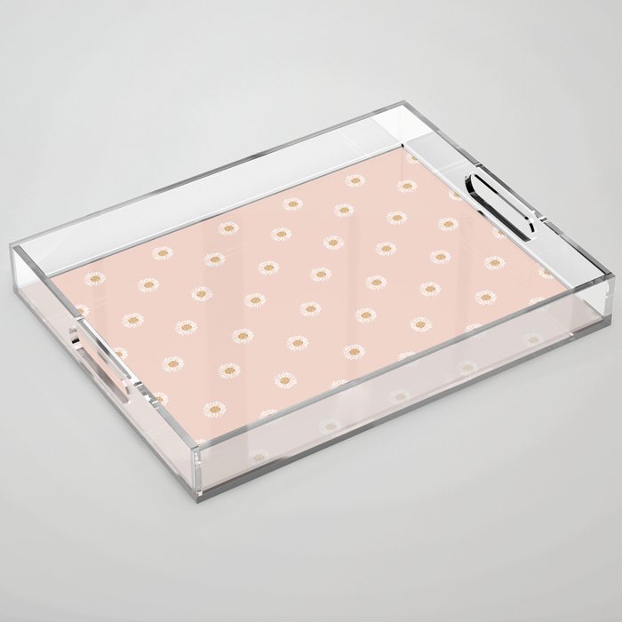 Daisy - blush, simple, cute, floral, florals, flower, peach,  Acrylic Tray Gallery Image 1