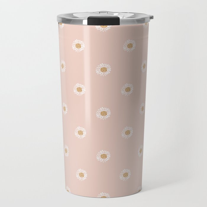 Daisy - blush, simple, cute, floral, florals, flower, peach,  Travel Mug Gallery Image 1