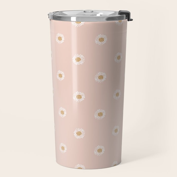 Daisy - blush, simple, cute, floral, florals, flower, peach,  Travel Mug Gallery Image 2