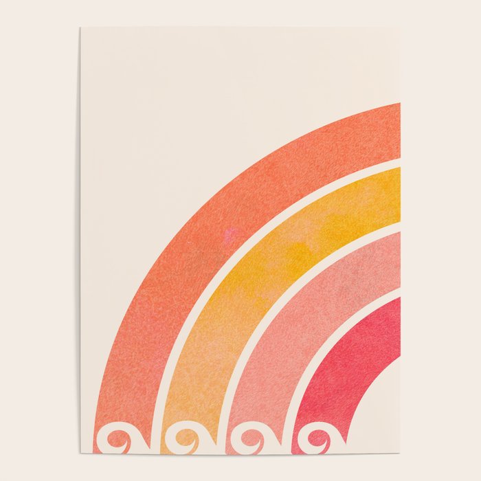 Whimsical Vintage Rainbow Waves Poster Gallery Image 1