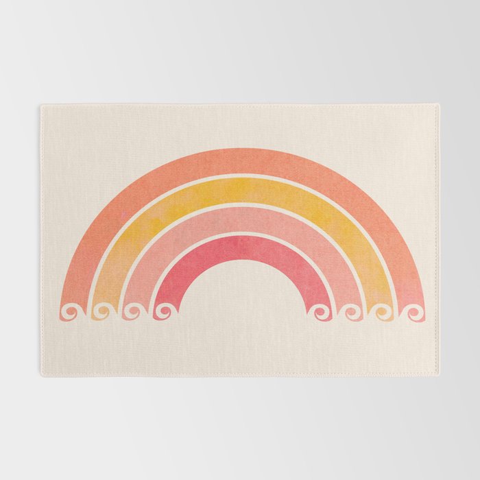 Whimsical Vintage Rainbow Waves Rug Gallery Image 2