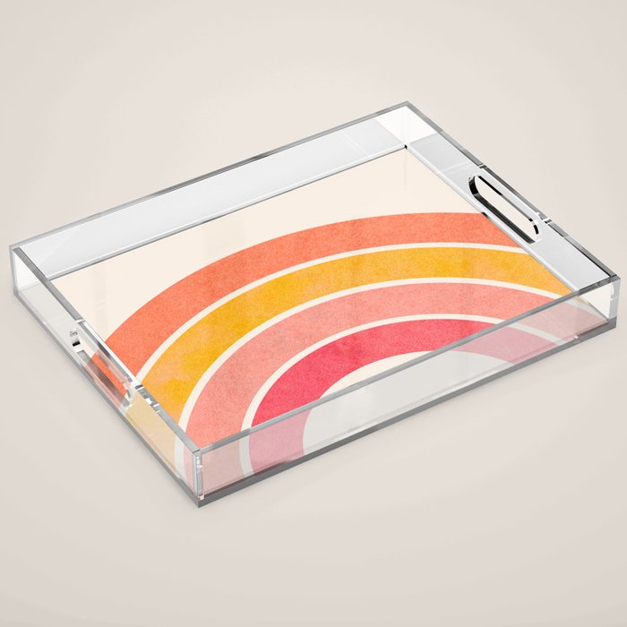 Whimsical Vintage Rainbow Waves Acrylic Tray Gallery Image 1