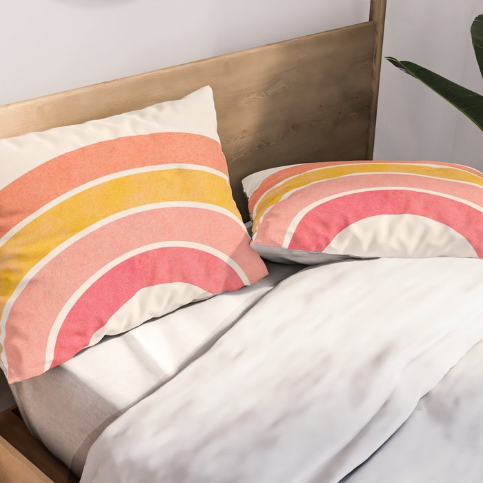 Whimsical Vintage Rainbow Waves Pillow Sham Gallery Image 2