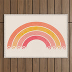 Whimsical Vintage Rainbow Waves Outdoor Rug Gallery Image 1