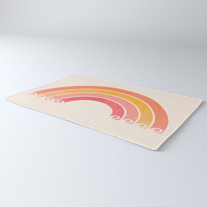 Whimsical Vintage Rainbow Waves Rug Gallery Image 3