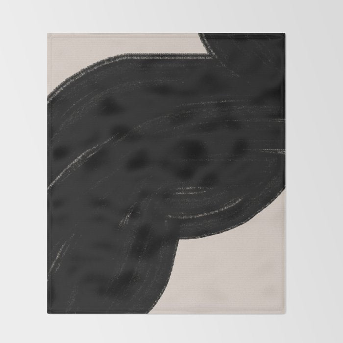 Black Shape Modern Artwork Throw Blanket Gallery Image 2