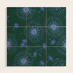 Make A Wish Dandelion Pattern in Forest Green & Blue Wood Wall Art Gallery Image 1