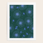 Make A Wish Dandelion Pattern in Forest Green & Blue Poster Gallery Image 4