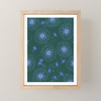 Make A Wish Dandelion Pattern in Forest Green & Blue Mini Art Print Gallery Image 1