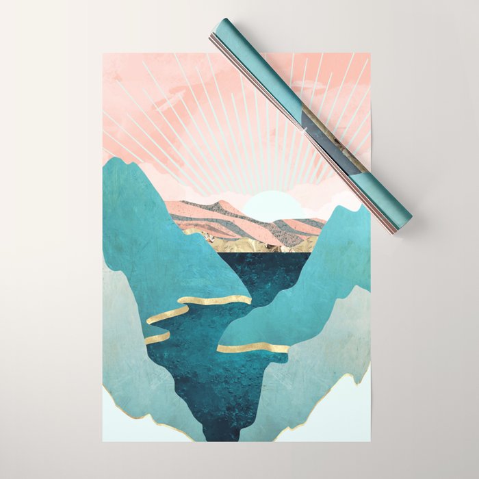 Mint Mountains Wrapping Paper Gallery Image 1