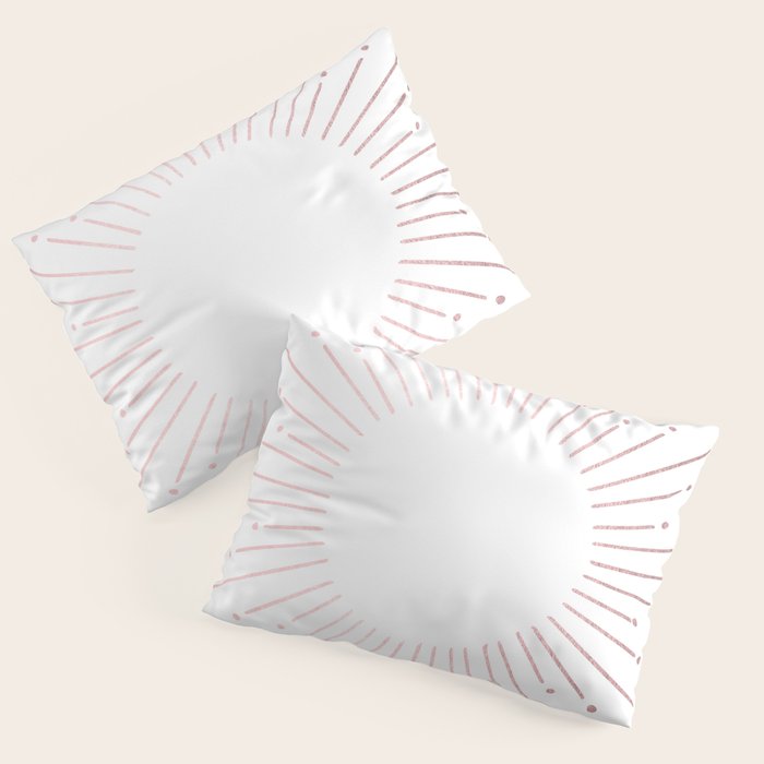 Sunburst Rose Quartz Elegance on White Pillow Sham Gallery Image 3