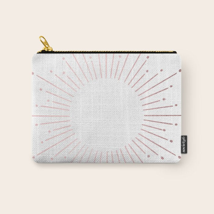 Sunburst Rose Quartz Elegance on White Carry All Pouch Gallery Image 1