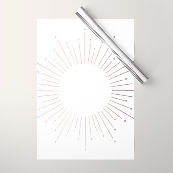Sunburst Rose Quartz Elegance on White Wrapping Paper Gallery Image 1