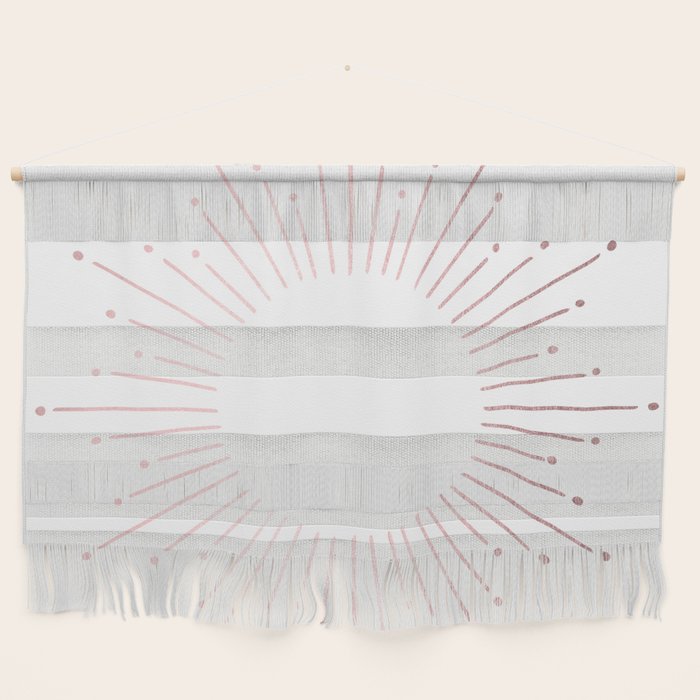 Sunburst Rose Quartz Elegance on White Wall Hanging Gallery Image 1
