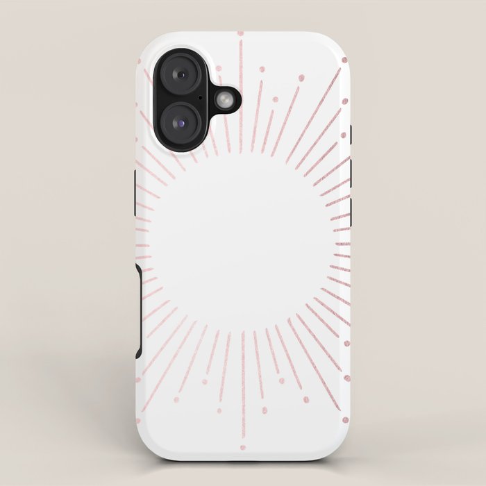 Sunburst Rose Quartz Elegance on White iPhone Case Gallery Image 1