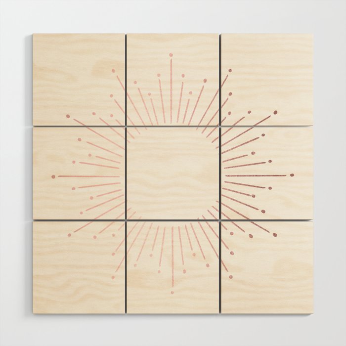 Sunburst Rose Quartz Elegance on White Wood Wall Art Gallery Image 1