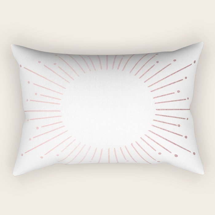 Sunburst Rose Quartz Elegance on White Rectangular Pillow Gallery Image 2