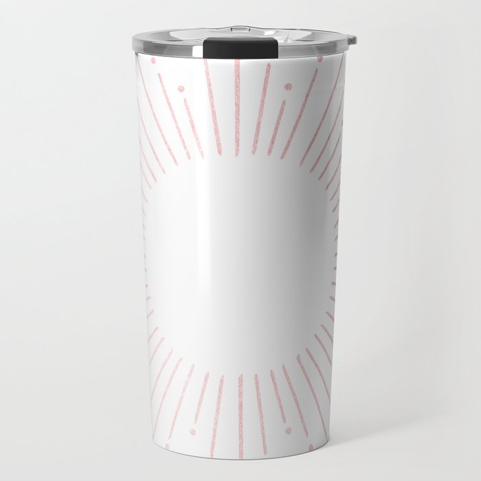 Sunburst Rose Quartz Elegance on White Travel Mug Gallery Image 1