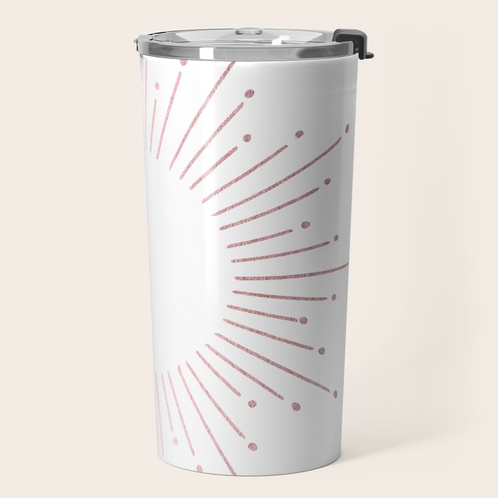 Sunburst Rose Quartz Elegance on White Travel Mug Gallery Image 2