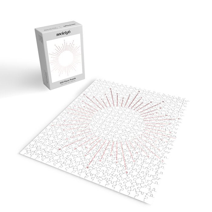 Sunburst Rose Quartz Elegance on White Jigsaw Puzzle Gallery Image 2