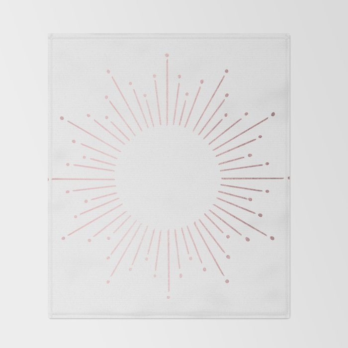 Sunburst Rose Quartz Elegance on White Throw Blanket Gallery Image 2