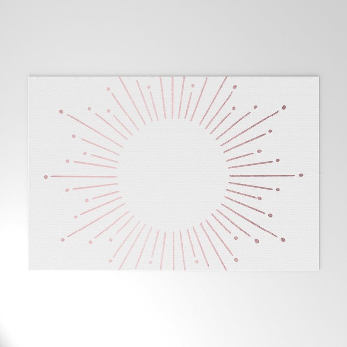 Sunburst Rose Quartz Elegance on White Welcome Mat Gallery Image 1