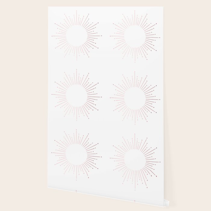 Sunburst Rose Quartz Elegance on White Wallpaper Gallery Image 2