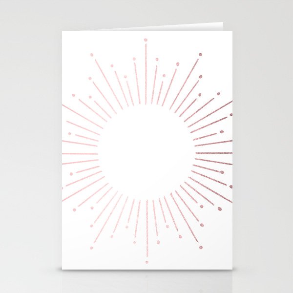 Sunburst Rose Quartz Elegance on White Stationery Card Gallery Image 2